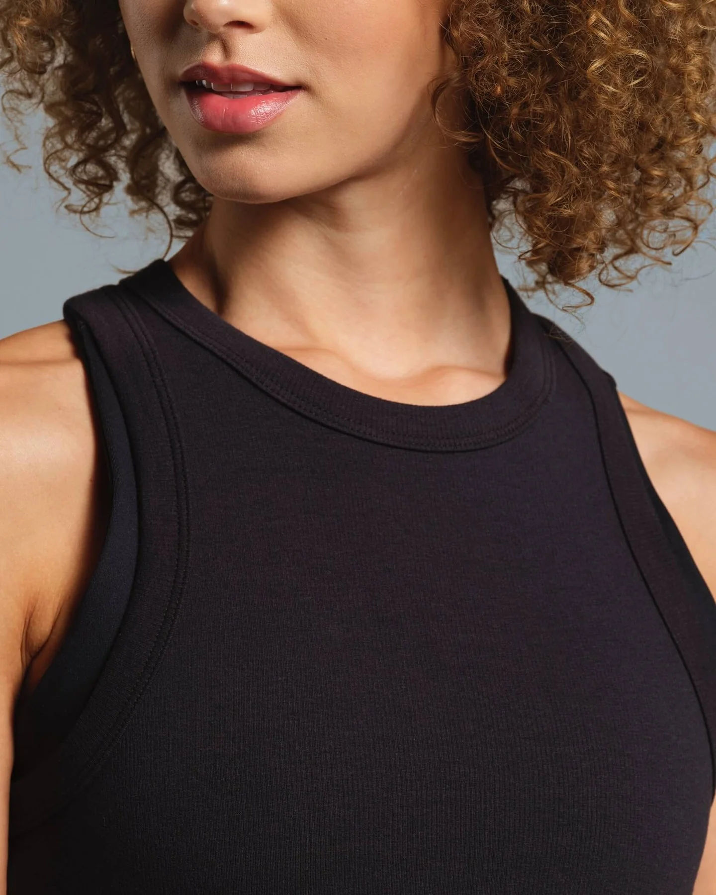 Rib Knit Tank W | Black - Image 3
